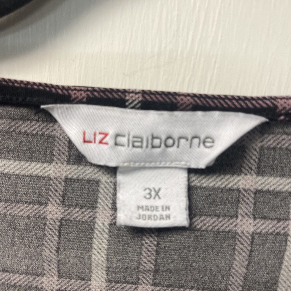 Liz Claiborne Women's Stretch Polyester Blouse 3/4 Sleeve Plaid Knot Size 3X - Picture 2 of 11